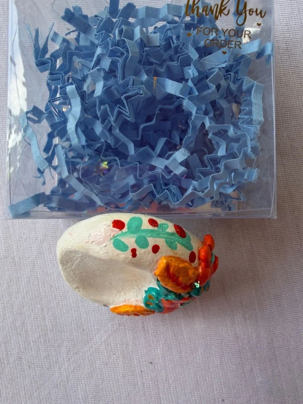 Hand-Made Orange & Teal Worry Stone